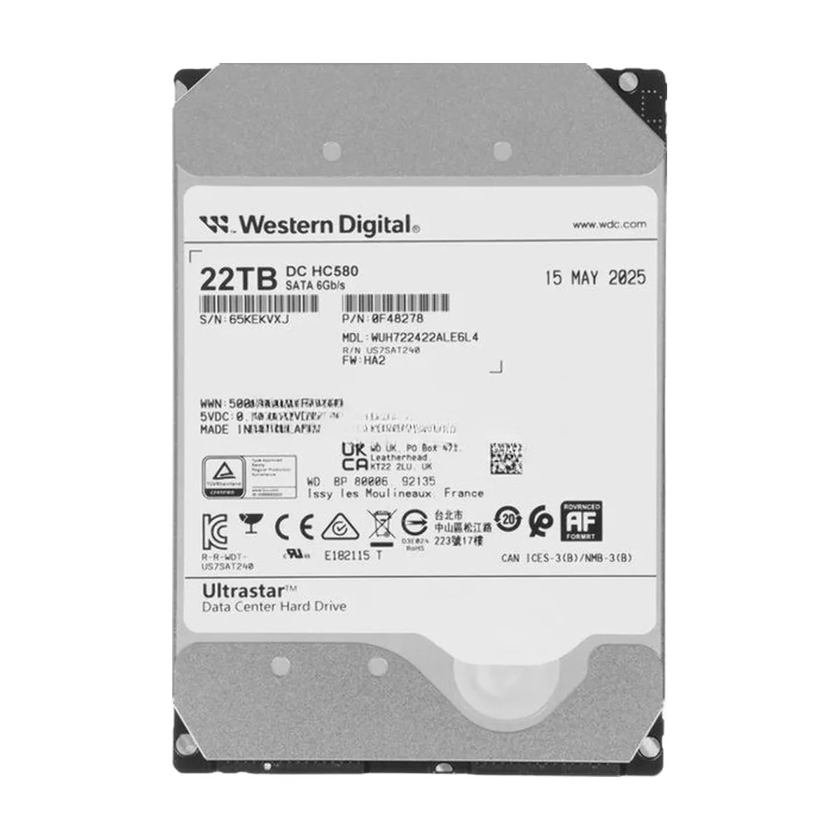 Жесткий диск серверный WD 22Tb 7200rpm Ultrastar DC 3.5" HC580 SATA 6Gb/s, 512MB, 512e/4Kn