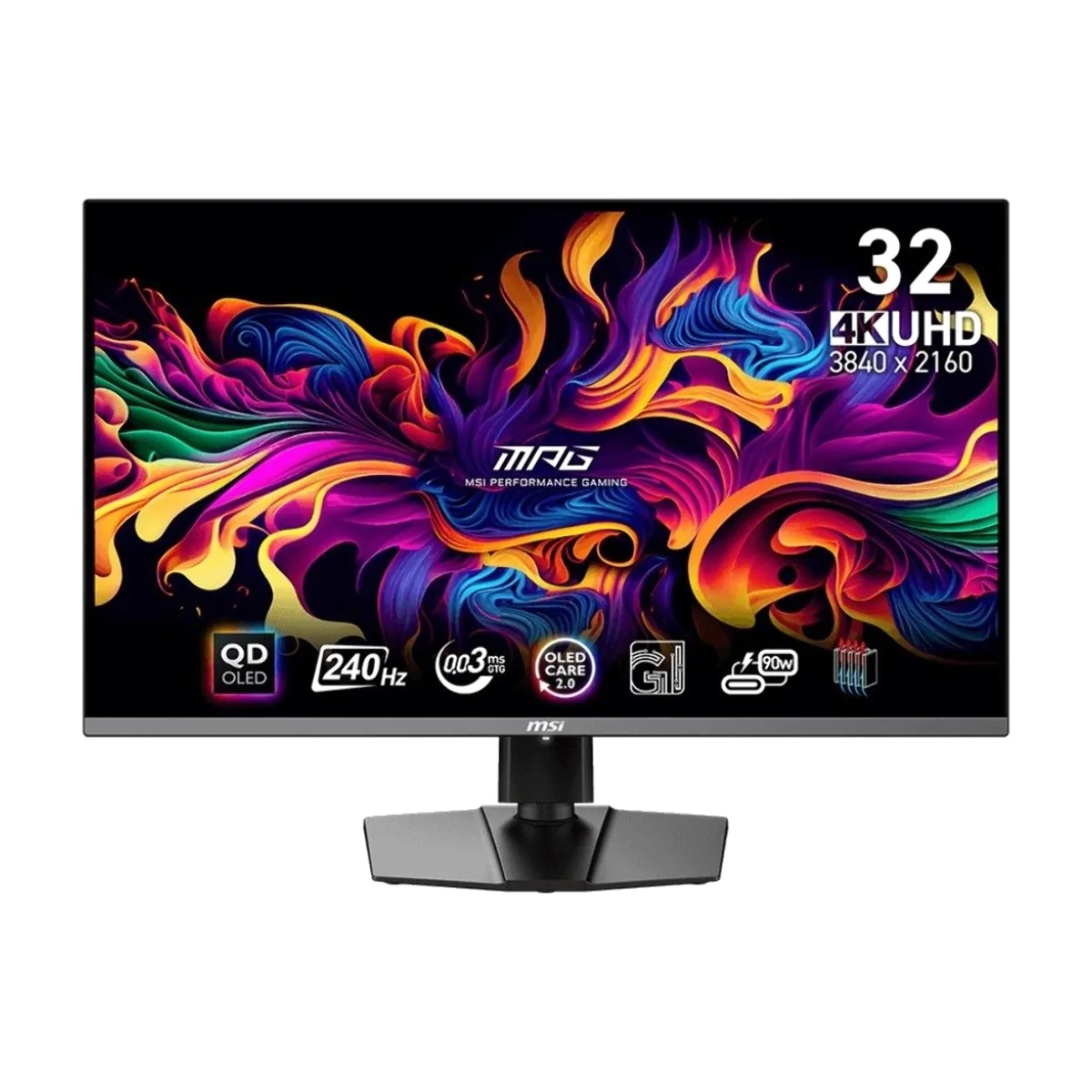 Монитор 31.5" MSI MPG 321URX QD-OLED 3840x2160, 240 Гц, 0.03 мс, 16:9, 250 кд/м², 2xHDMI 2.1, DP 1.4, USB-C (90 Вт), 3.5 Jack, USB Hub (2x USB 2.0), HDR10, черный