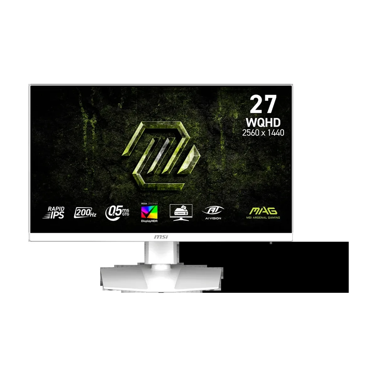 Монитор 27" MSI MAG 274QRFW E20 Rapid IPS 2560x1440, 200 Гц, 1 мс, 16:9, 400 кд/м², 2xHDMI 2.0b, DP 1.4a, USB-C, 3.5 Jack, HDR10, FreeSync, белый