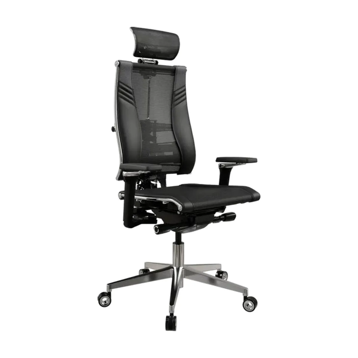 Кресло руководителя Метта Yoga 4DT B2-15D - YM93+Infinity+carbon черный сетка/кожа с подголов. крестов. алюминий хром (комплект 1 шт)