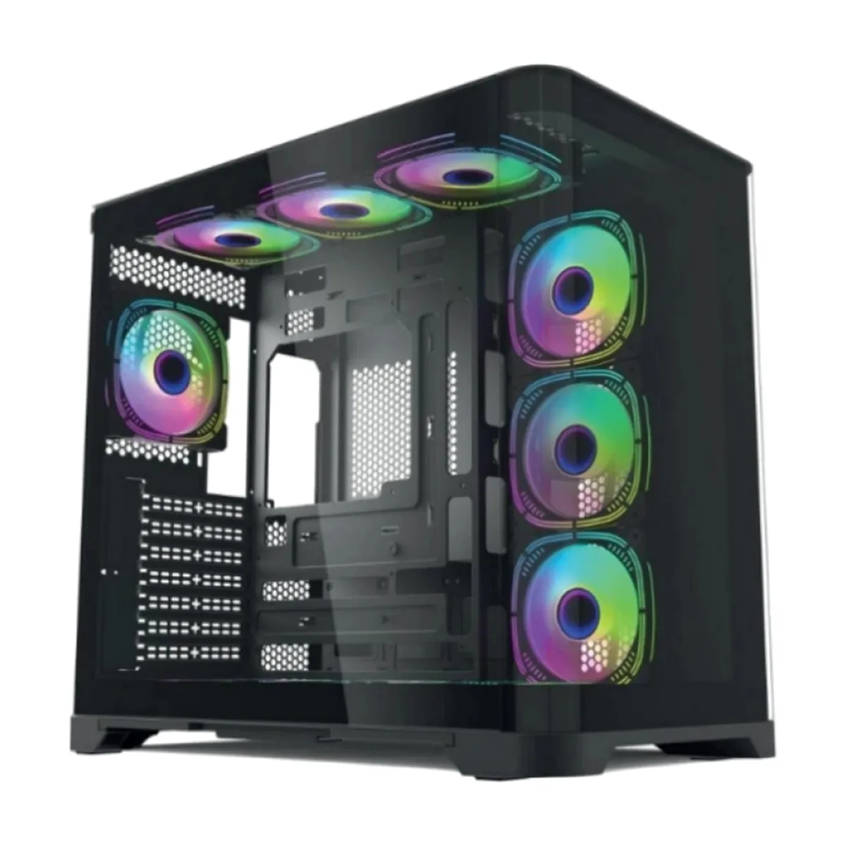 Компьютерный корпус Forza Forza FZ-G42B Seaview TG ATX Case, black, w/o psu, Curved Tempered glass front panel, 1x3,5", 3x2,5