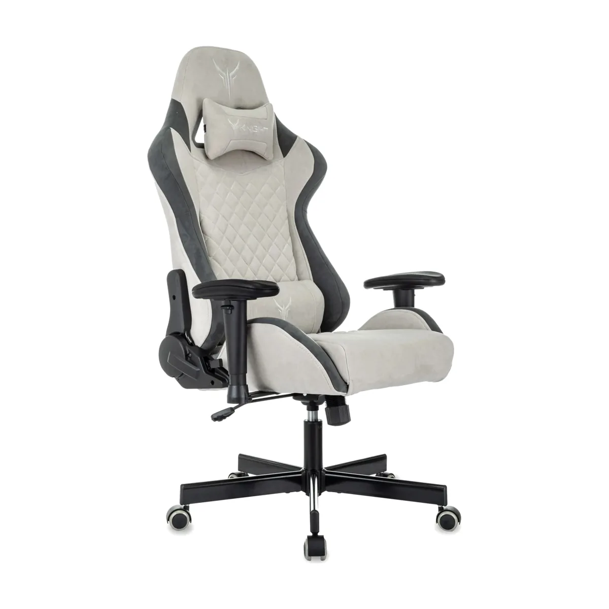 Кресло игровое Knight Regal Fabric светло-серый/серый искусственная замша крестов. металл