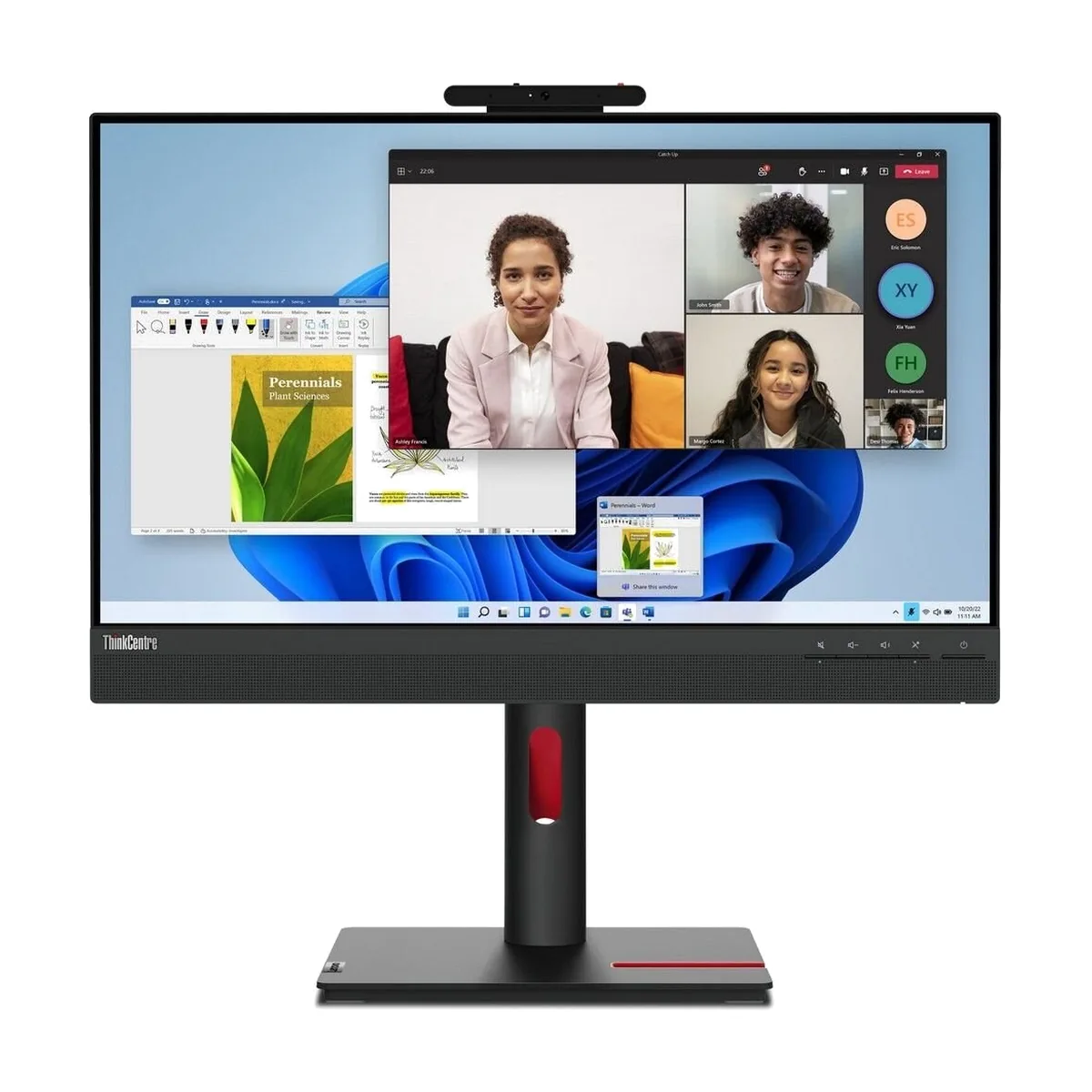 Монитор 24" Lenovo ThinkCentre TIO24Gen5 IPS FHD, 60 Гц, 4 мс, 16:9, 250 кд/м², HDMI 1.4, DP 1.2, встроенная веб-камера (FHD), встроенный микрофон, встроенные динамики (2x3 Вт), черный