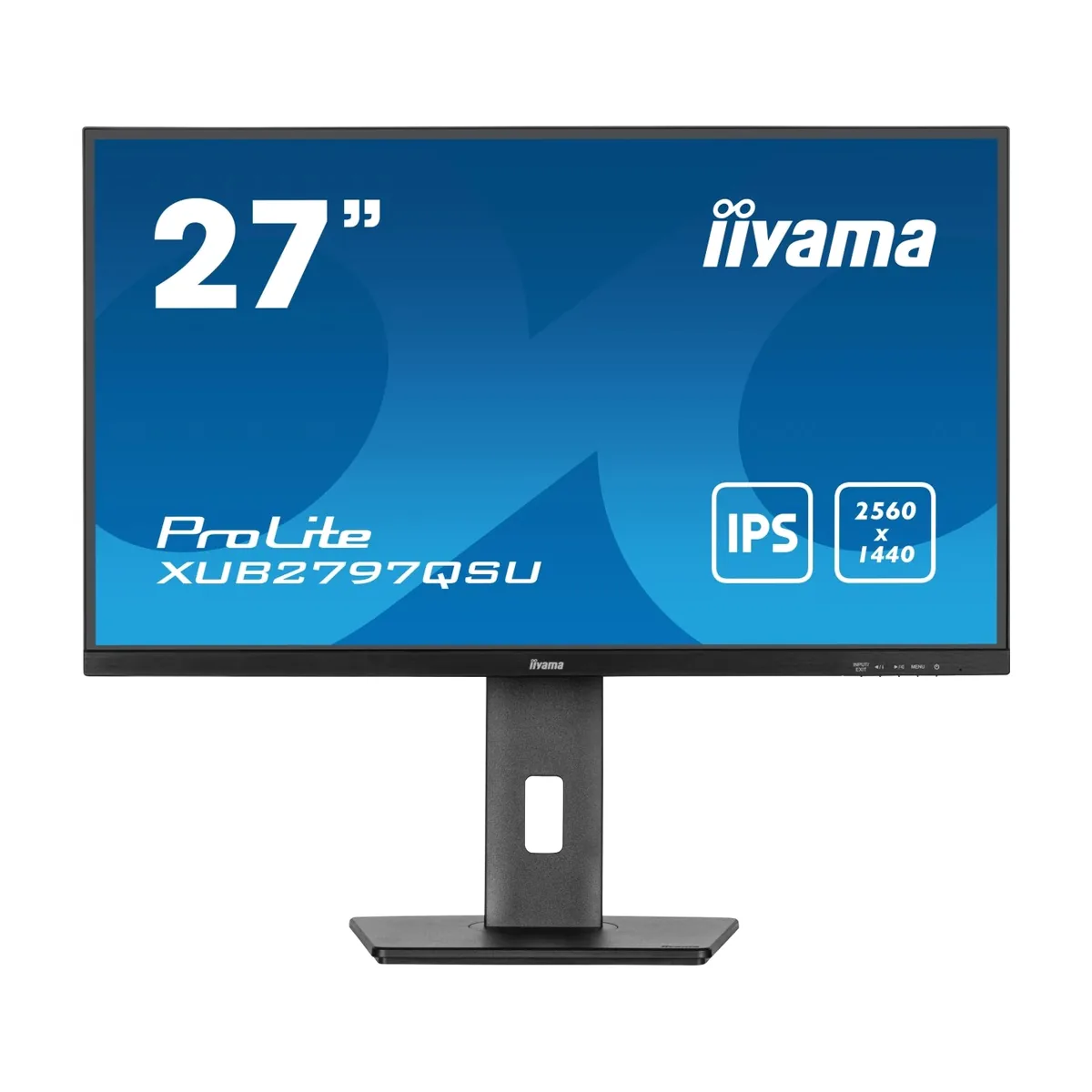 Монитор 27" iiyama XUB2797QSU-B2 IPS 2560x1440, 100 Гц, 1 мс, 16:9, 300 кд/м², HDMI, DisplayPort, USB-A, встроенные динамики, Flicker Free, Low Blue Light, трехсторонний безрамочный дизайн, регулировка по высоте, поворот на 90 градусов, черный