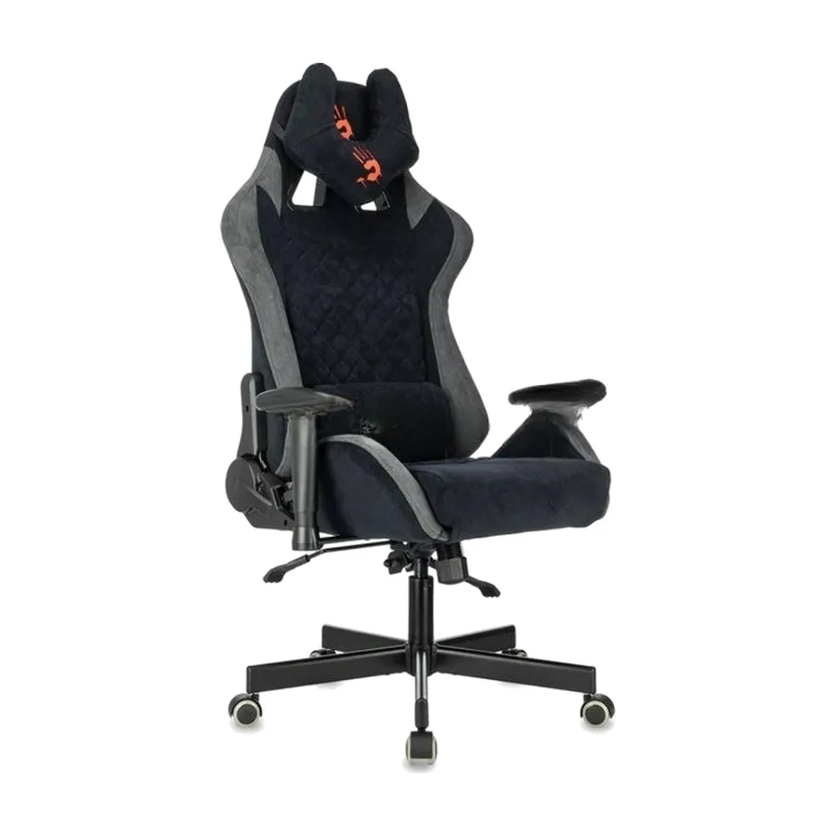 Кресло игровое эргономичное A4Tech Bloody GC-580 черный/серый искусственная замша с подголов. крестов.