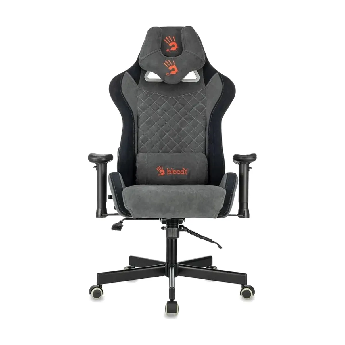 Кресло игровое эргономичное A4Tech Bloody GC-580 серый/черный искусственная замша с подголов. крестов.
