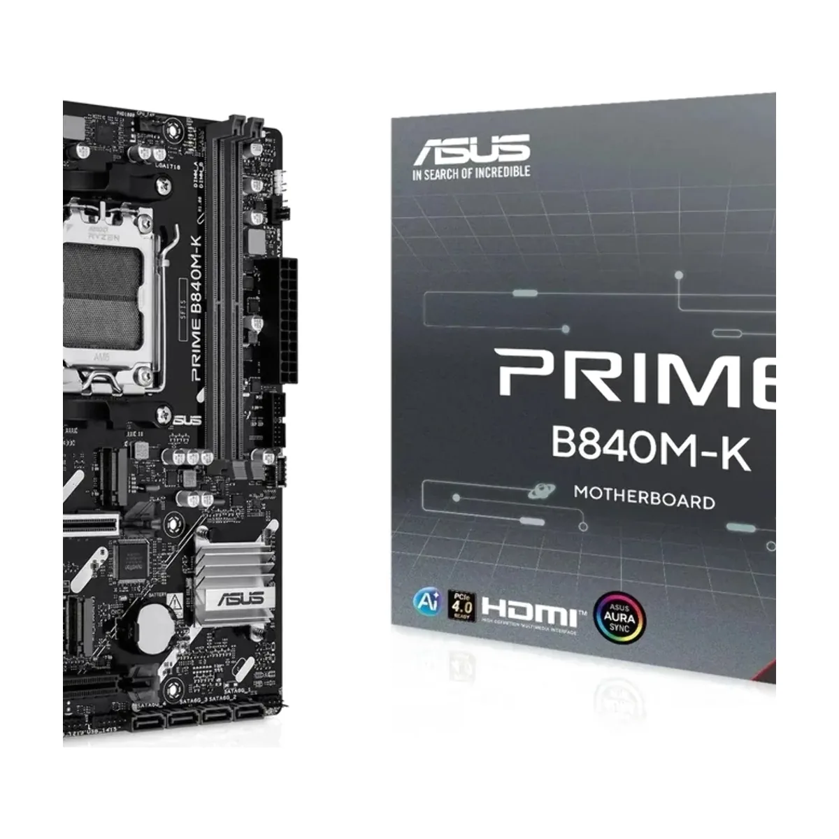 Материнская плата Asus PRIME B840M-K, AM5, AMD B840, 2xDDR5, 4xSATA, 2xM.2, 1xPCIe 4.0 x16, 1xPCIe 4.0 x1, HDMI, 1x2.5Gb LAN, 6xUSB, 7.1, microATX