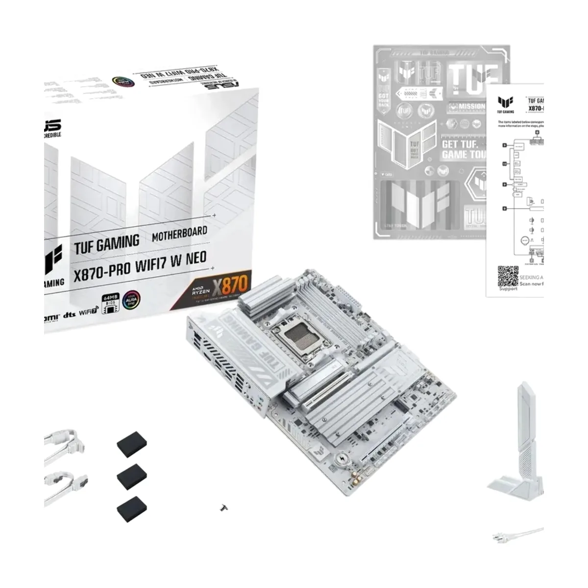 Материнская плата ASUS TUF GAMING X870-PRO WIFI7 W NEO, AM5, AMD X870, 4xDDR5, 2xSATA, 4xM.2, 1xPCIe 5.0 x16, 1xPCIe 4.0 x16, 1xHDMI, 1x5Gb LAN, Wi-Fi 7, Bluetooth 5.4, 2xUSB-C 40Gbps (USB4 / Gen3x2), 3xUSB-A 10Gbps, 4xUSB-A 5Gbps, 1xUSB-A 2.0, 3x3.5 мм, 7.1, ATX