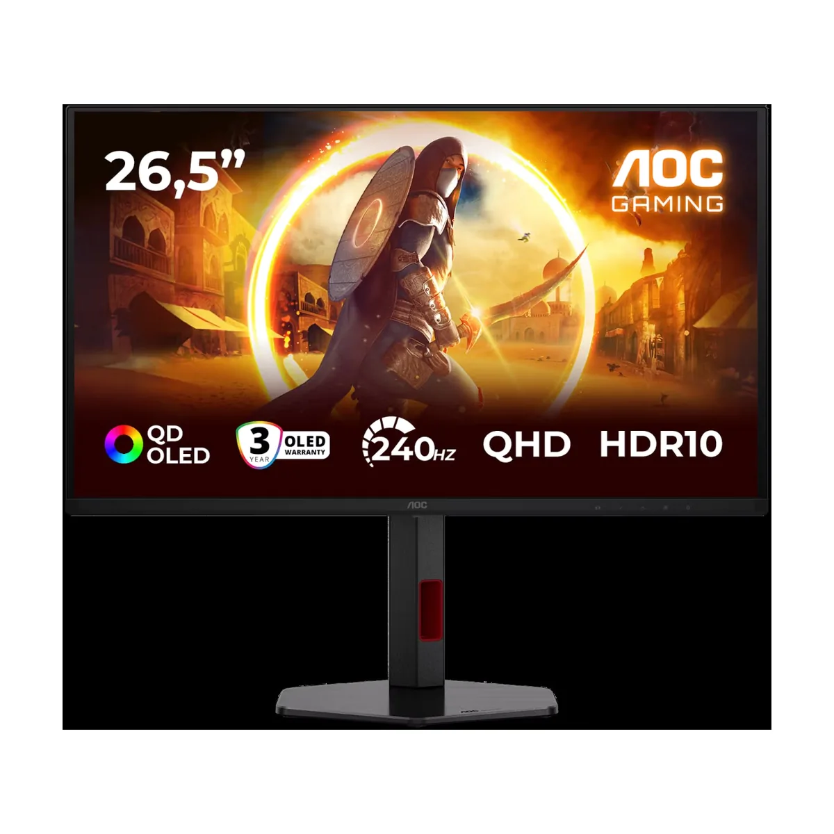 Монитор 27" AOC Q27G4ZDR QD-OLED 2560x1440, 240 Гц, 0.03 мс, 16:9, 400 кд/м², 2xHDMI, DisplayPort, USB Type-C, Flicker Free, Low Blue Light, черный
