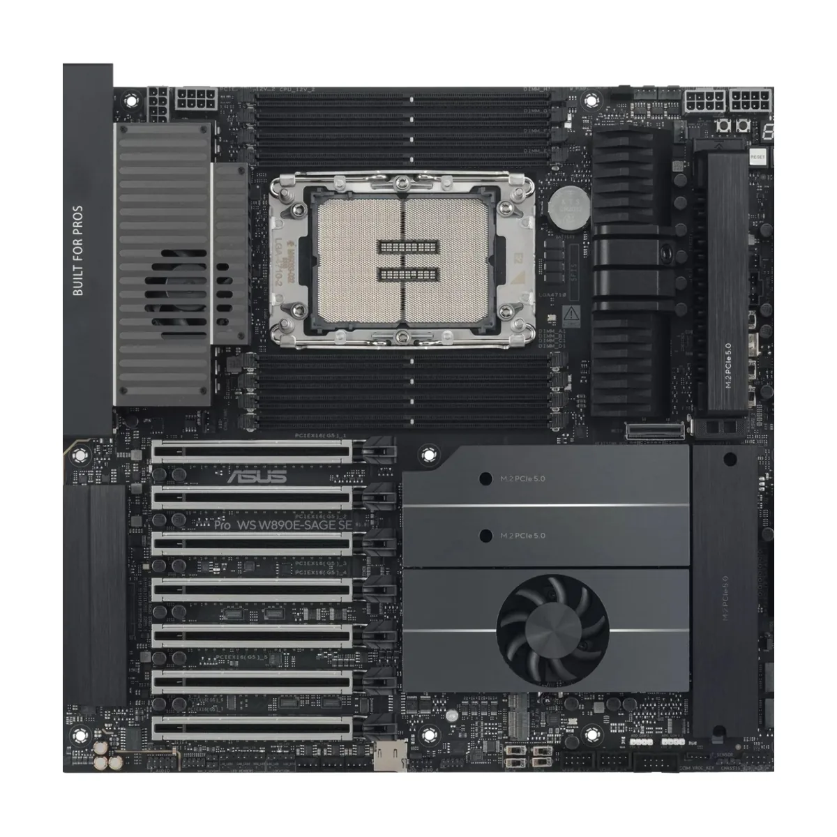 Серверная материнская плата ASUS PRO WS W890E-SAGE SE, LGA 4710-2, Intel W890, 8xDDR5, 4xSATA, 4xM.2, 7xPCIe 5.0 x16, 1xVGA, 2x10Gb LAN, IPMI, 2xUSB-C 40Gbps (USB4 / Gen3x2), 6xUSB-A 10Gbps, 2x3.5 мм, 7.1, EEB