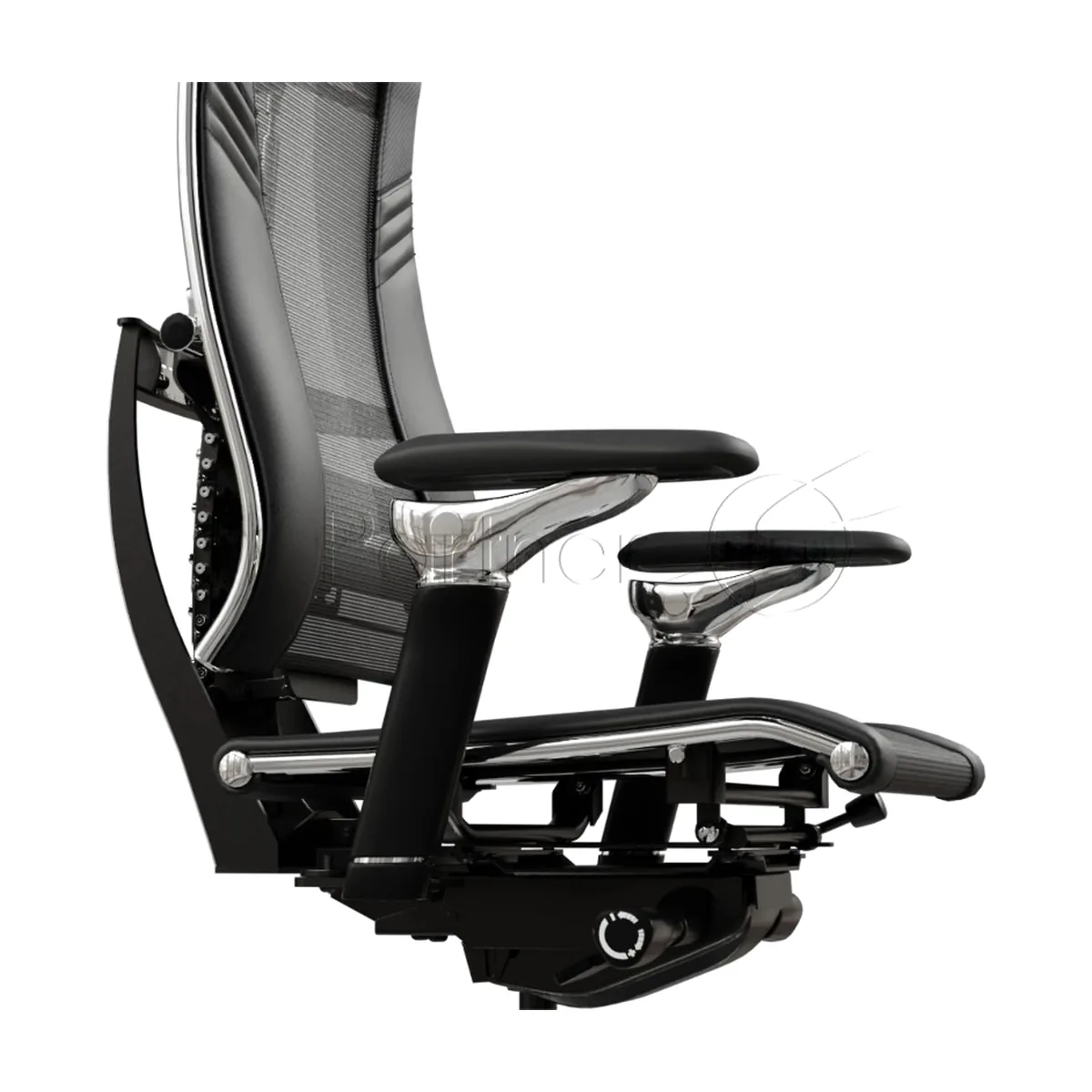 Кресло руководителя эргономичное Метта Yoga Spine Triumph B2 (Черный CC.50.15.13A) Infinity Easy Clean экокожа/сетка с подголов. крестов. алюминий хром