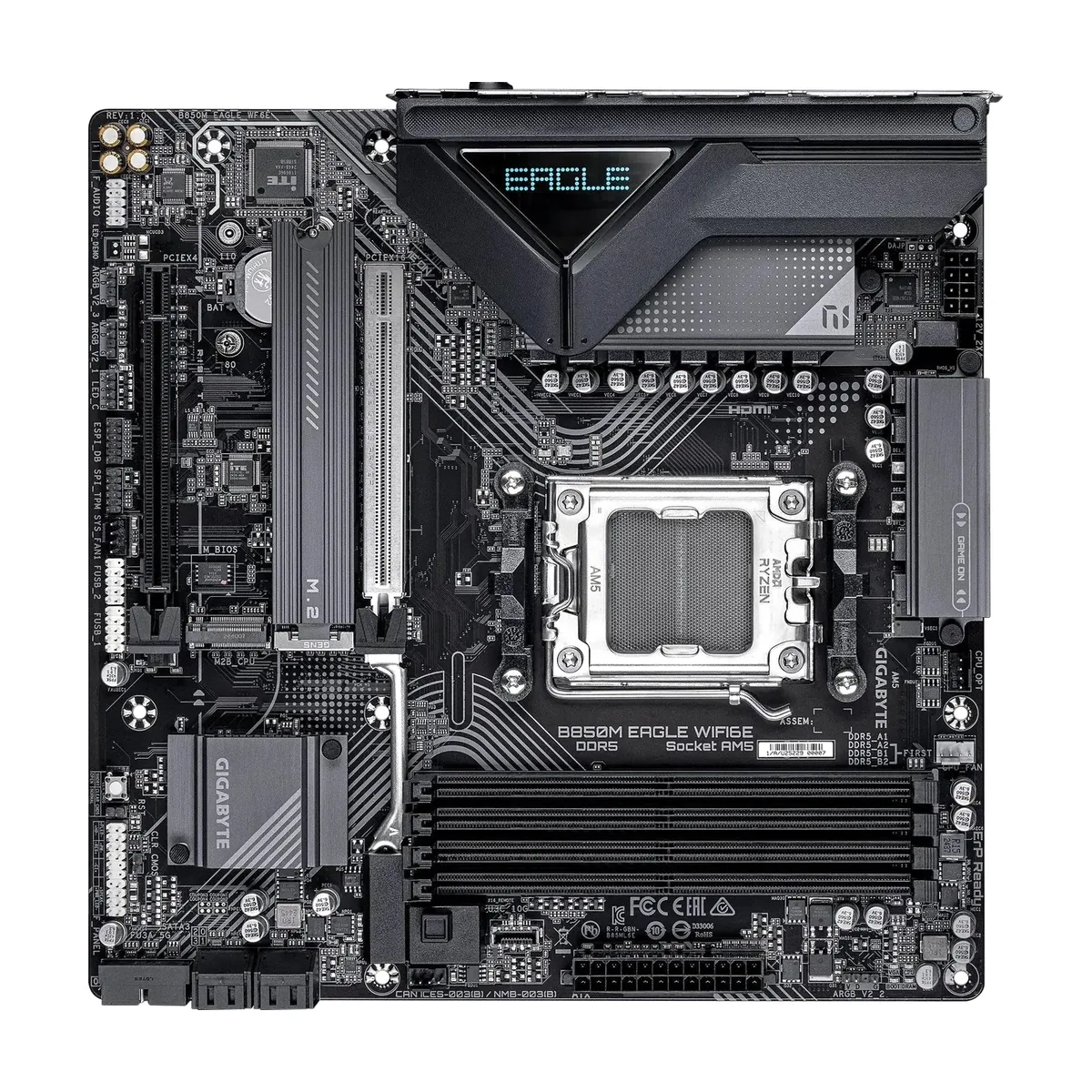Материнская плата Gigabyte B850 AORUS STEALTH, AM5, AMD B850, 4xDDR5, 2xSATA, 4xM.2, 1xPCIe 5.0 x16, 1xPCIe 4.0 x16, 1xHDMI, 1x5Gb LAN, Wi-Fi 7, Bluetooth 5.4, 1xUSB-C 10Gbps, 2xUSB-A 10Gbps, 4xUSB-A 5Gbps, 4xUSB-A 2.0, 3x3.5 мм + S/PDIF оптический, 7.1, ATX