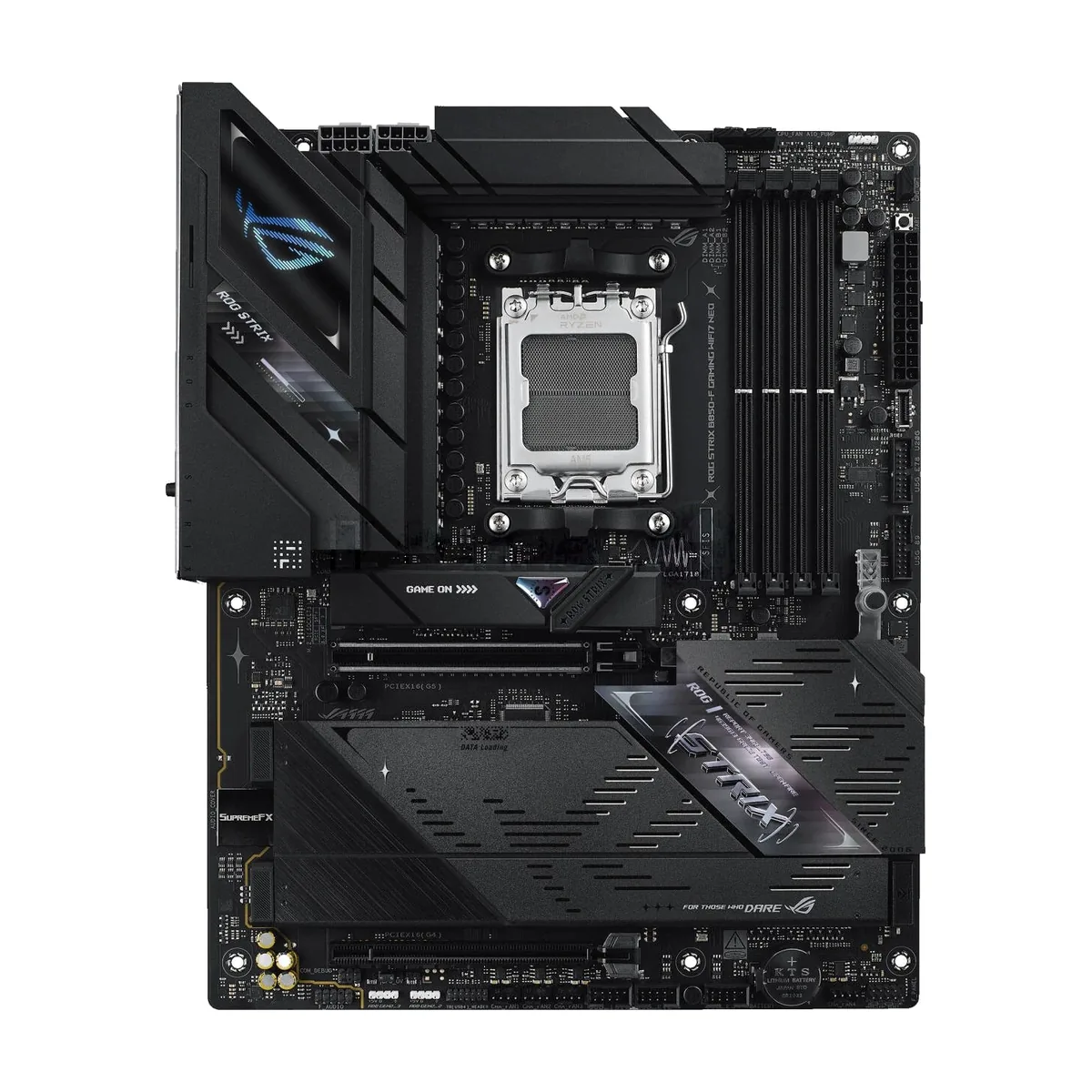 Материнская плата ASUS ROG STRIX B850-F GAMING WIFI7 NEO, AM5, AMD B850, 4xDDR5, 4xSATA, 4xM.2, 1xPCIe 5.0 x16, 1xPCIe 4.0 x16, 1xPCIe 4.0 x4, DisplayPort, HDMI, 1x2.5Gb LAN, USB Type-C, 3x3.5 мм, 7.1, ATX
