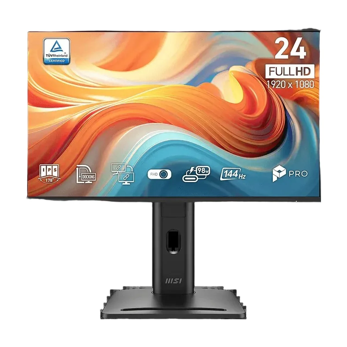 Монитор MSI PRO MP245PDG E14 23.8" 16:9 FHD(1920x1080) IPS Flat,1ms(MPRT),1300:1,100M:1,300nits,Webcam,HDMI,DP,Type-C,Type-B, 2xType A,LAN,Speaker,Tilt,Swivel,Height,Pivot,VESA,144Hz,Black,1y war-ty