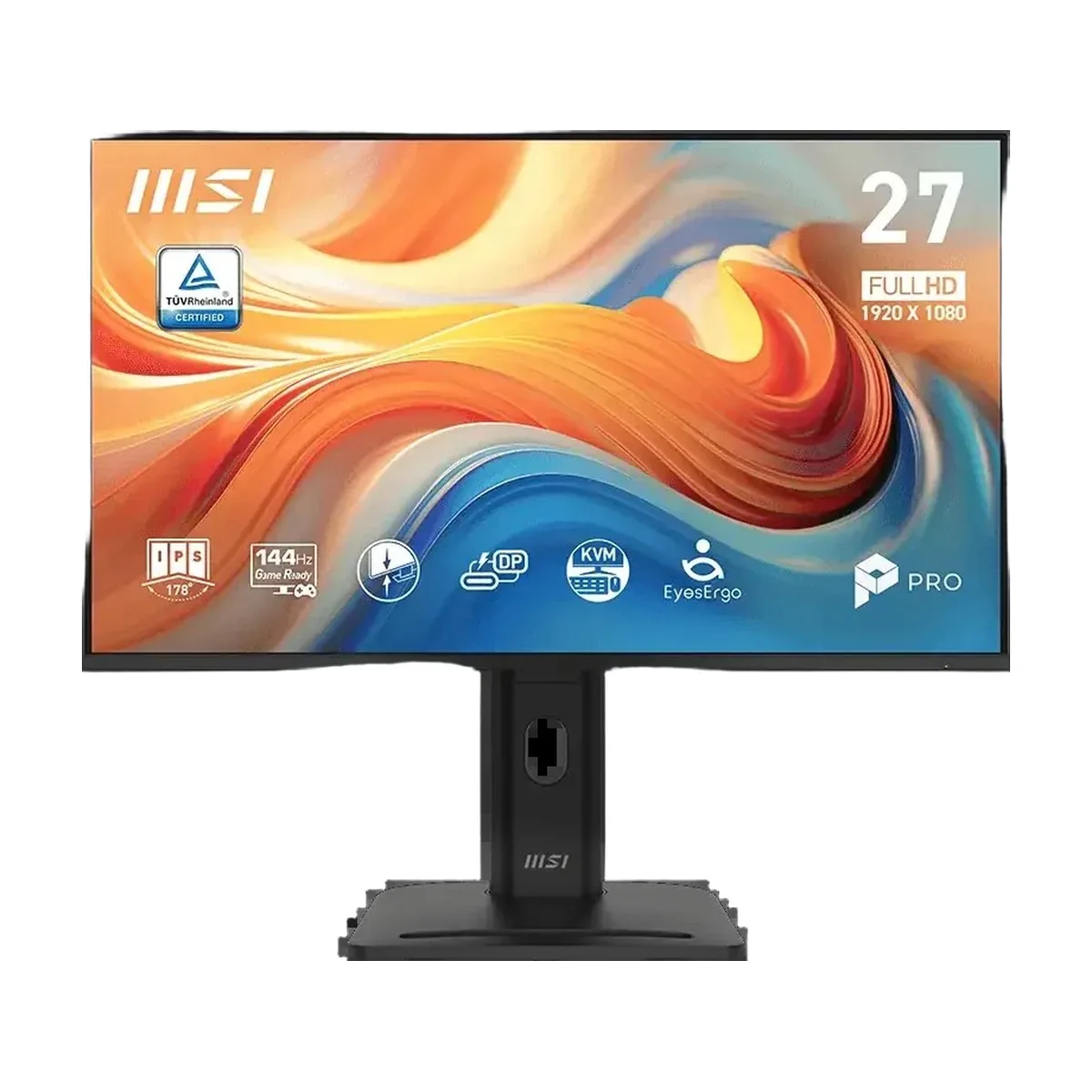 Монитор 27" MSI PRO MP275PHG E14 IPS 1920x1080, 144 Гц, 4 мс (GtG), 16:9, 250 кд/м², HDMI 2.0, DisplayPort 1.2a, USB-C (65 Вт), встроенные динамики (2x2 Вт), Flicker Free, Low Blue Light, Adaptive-Sync, KVM-модуль, регулировка по высоте, поворотная подставка, портретный режим, слот для замка, черный