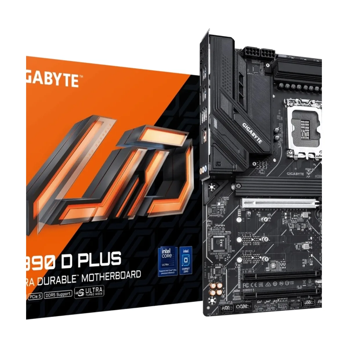 Материнская плата Gigabyte Z890 D PLUS, LGA 1851, Intel Z890, 4xDDR5, 4xSATA, 4xM.2, 1xPCIe 5.0 x16, 2xPCIe 4.0 x16, 1xDP, 1x2.5Gb LAN, 1xUSB-C 10Gbps, 1xUSB-A 10Gbps, 4xUSB-A 5Gbps, 4xUSB-A 2.0, 3x3.5 мм, 7.1, чёрный, ATX