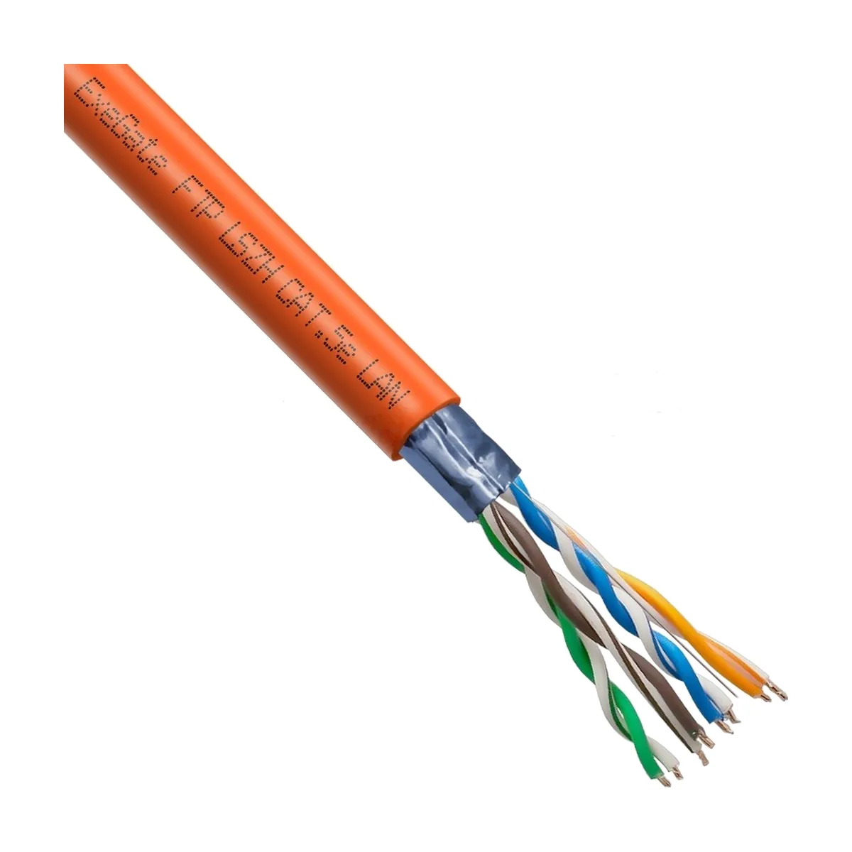 Кабель ExeGate FUTP4-C5e-CCA-S24-IN-LSZH-OR-305 FTP 4 пары кат.5e CCA, 0.51мм (24AWG), экран, 305м, оранжевый, LSZH