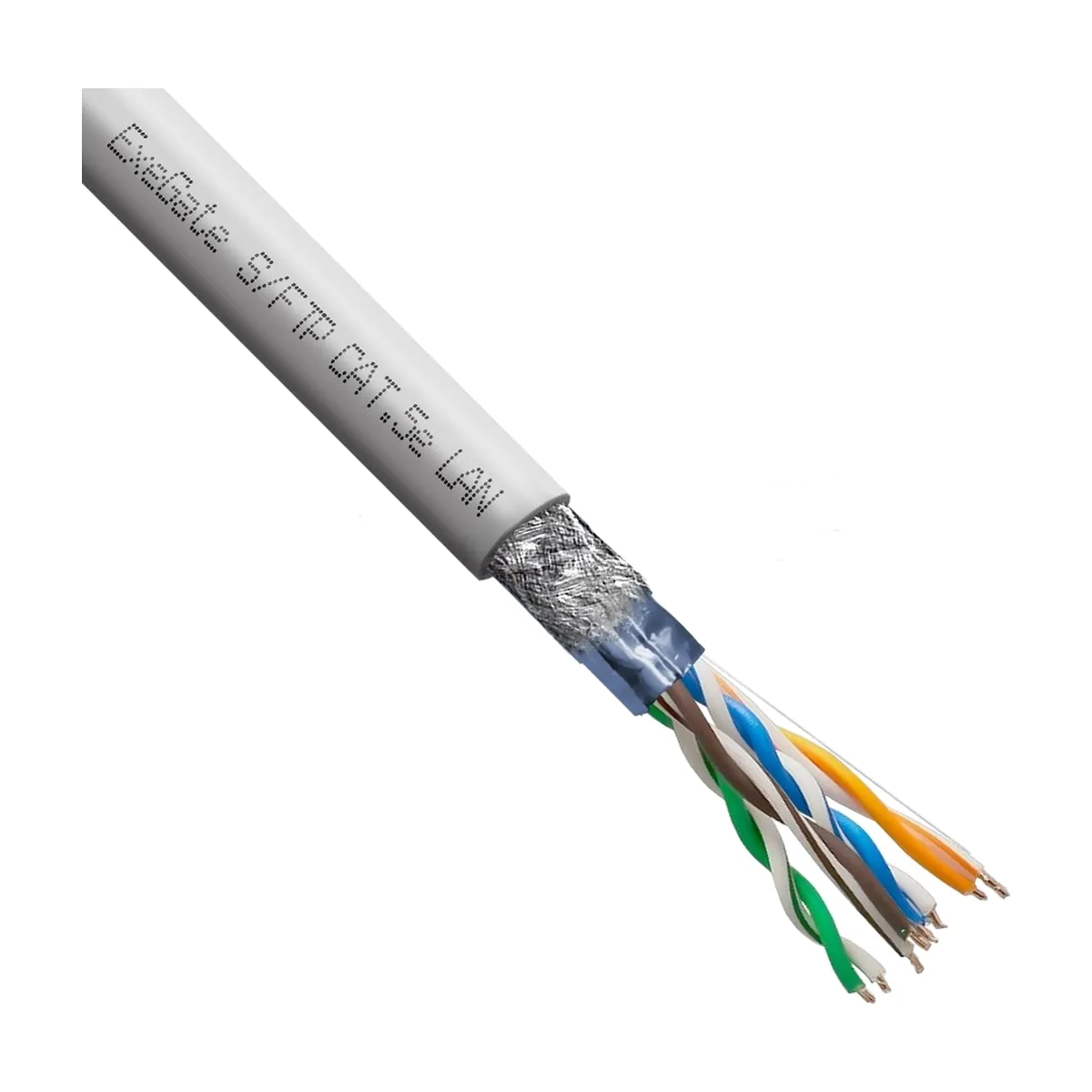 Кабель ExeGate SFTP4-C5e-CCA-S24-IN-PVC-GY-305 SFTP 4 пары кат.5e CCA, 0.5мм (24AWG), экран, 305м, серый, PVC