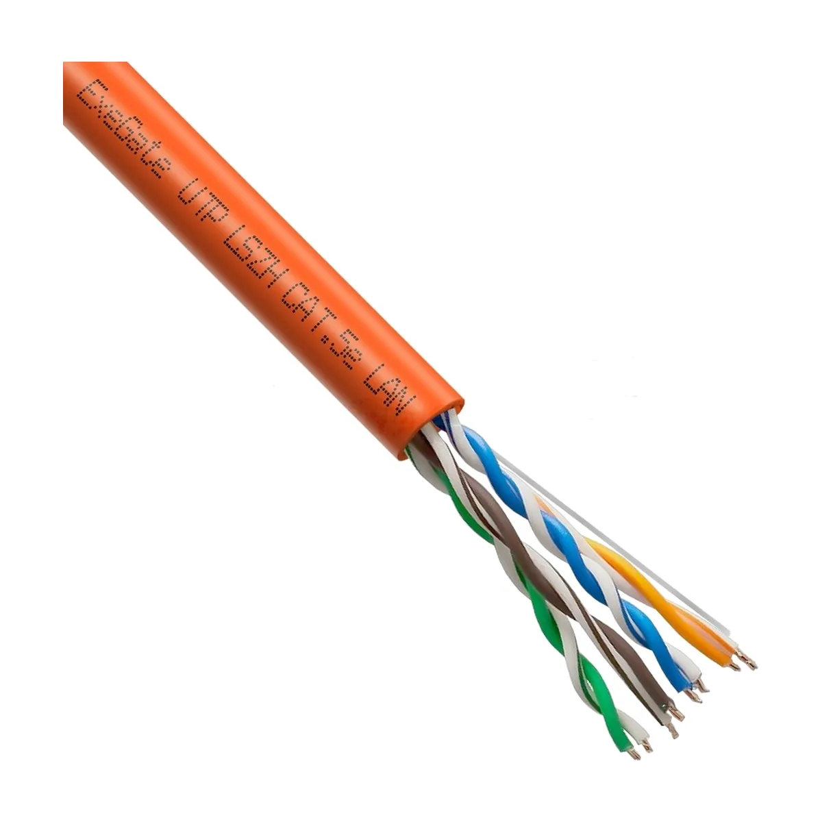 Кабель ExeGate UTP4-C5e-CU-S24-IN-LSZH-OR-305-FLUKE UTP 4 пары кат.5e медь, 0.52мм (24AWG), FLUKE® test pass, LSZH, 305м, оранжевый
