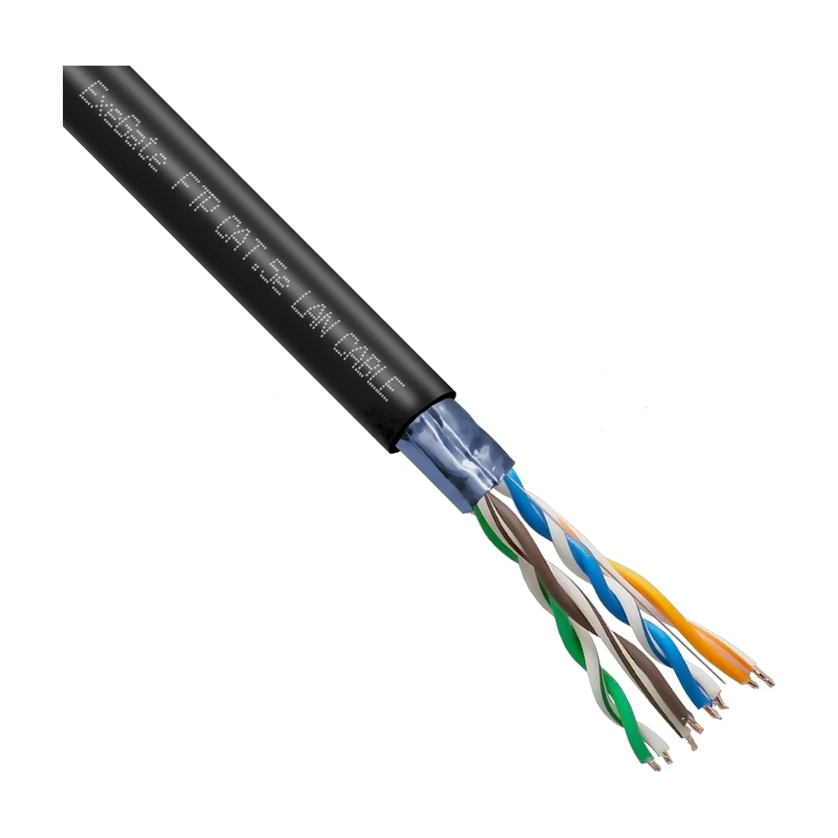 Кабель ExeGate FUTP4-C5e-CCA-S25-OUT-PE-BK-305 FTP 4 пары кат.5e CCA, 0.45мм (25AWG), экран, внешн., без троса, 305м, черн., PE