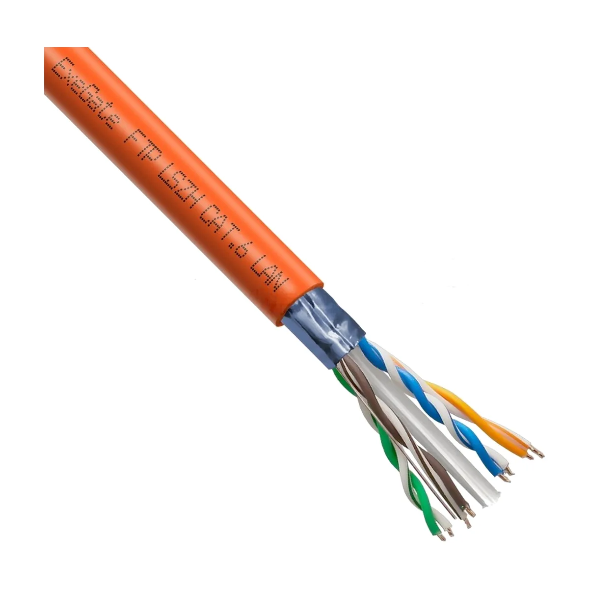 Кабель ExeGate FUTP4-C6-CCA-S23-IN-LSZH-OR-305 FTP 4 пары кат.6 CCA, 0.57мм (23AWG), экран, 305м, оранжевый, LSZH