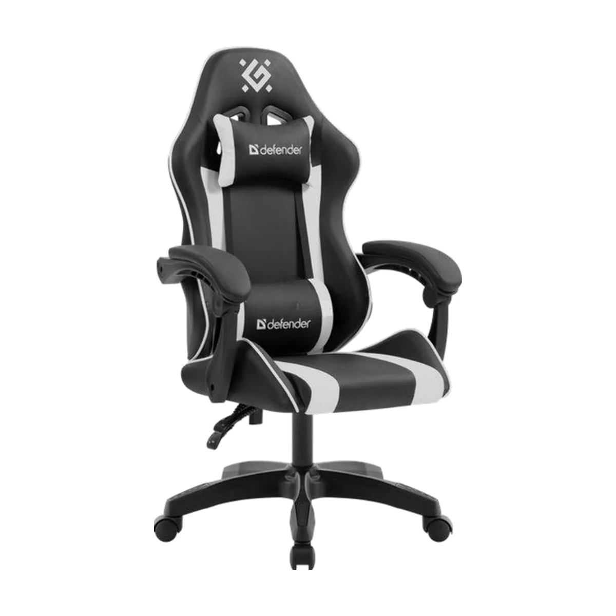 Кресло игровое DEFENDER Legas класс-2 до 110кг наклон спинки 135° экокожа черный/белый 64806
