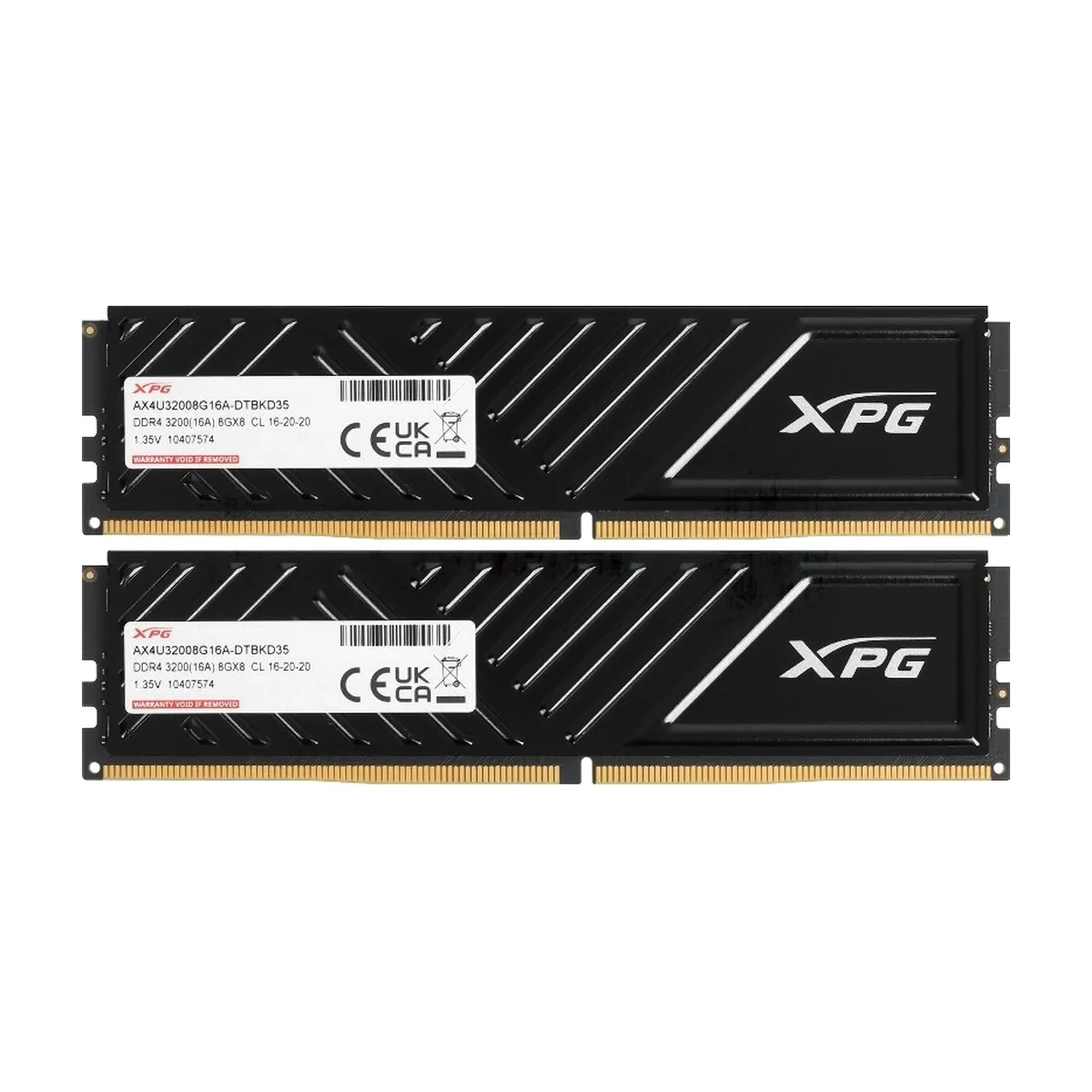 Модуль памяти ADATA 16GB DDR4 3200 UDIMM XPG GAMMIX D35 Gaming Memory AX4U32008G16A-DTBKD35 1.35V, Heat Shield, Kit (2x8GB), Black, RTL,