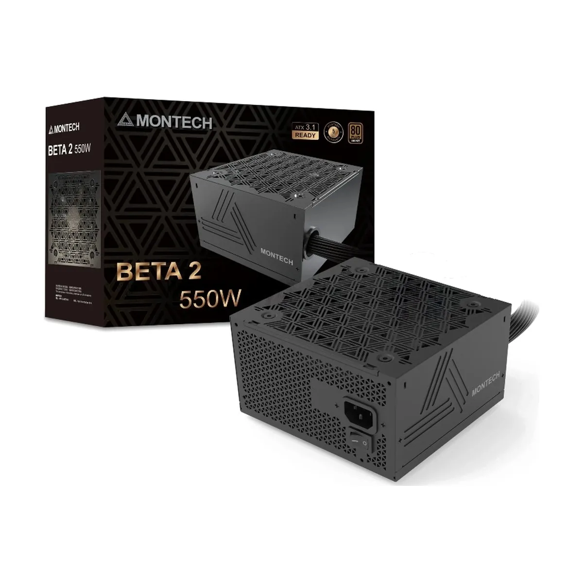 Блок питания Montech BETA 2 550W, 550Вт, 80+ Bronze, 120мм, немодульный, черный