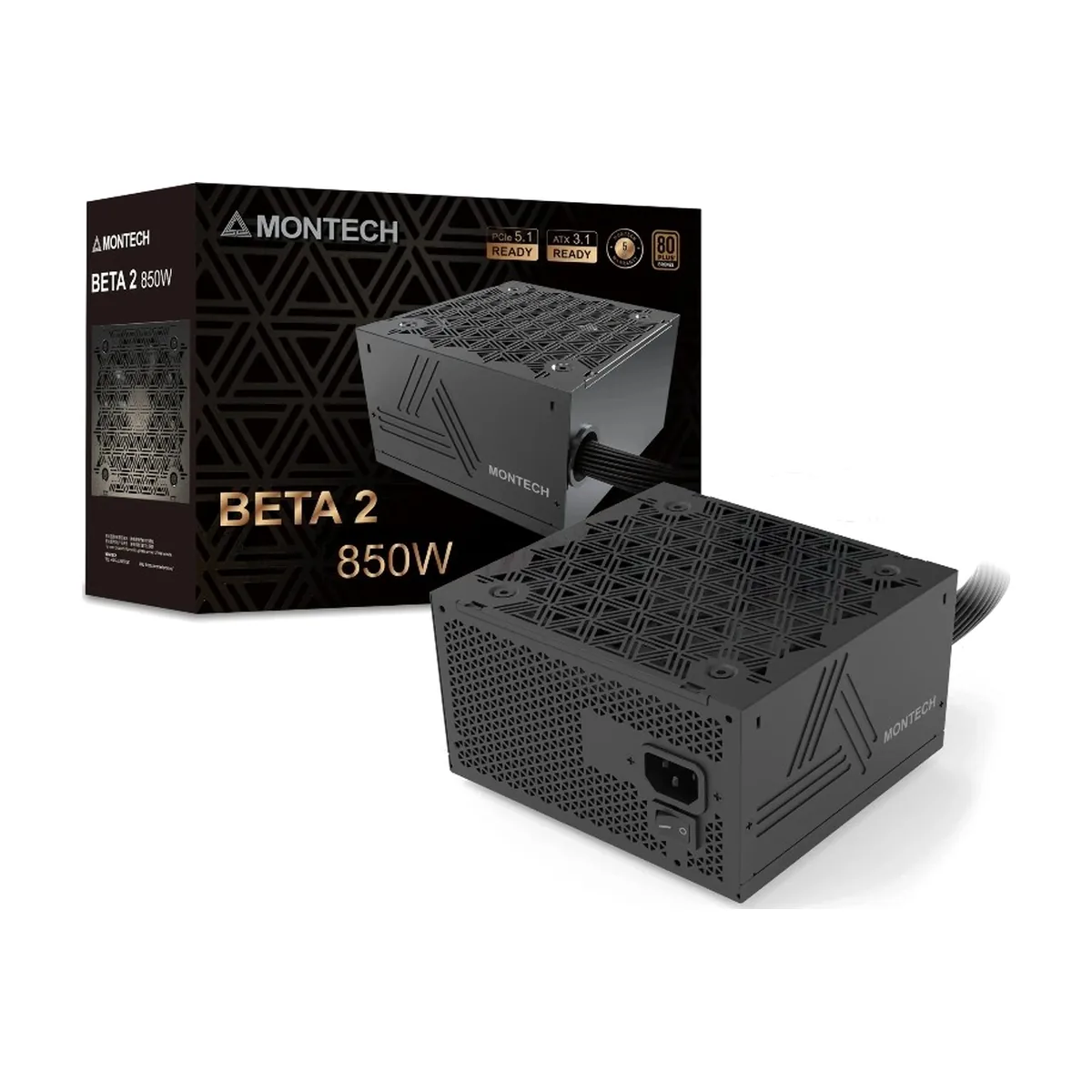 Блок питания Montech BETA 2 850W, 850Вт, 80+ Bronze, 120мм, немодульный, черный