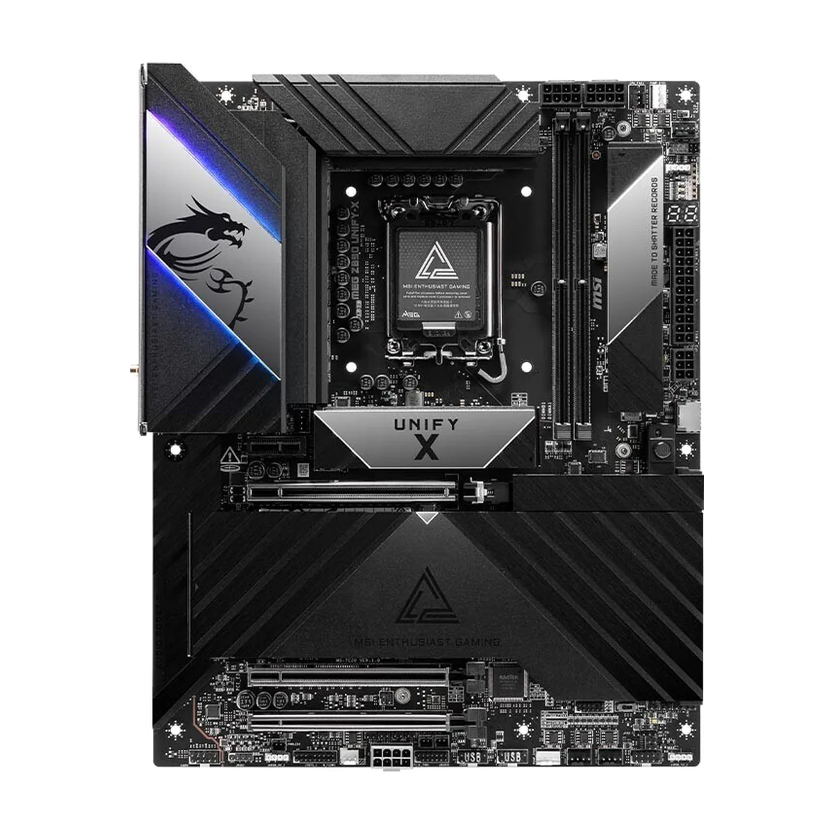 Материнская плата MSI MEG Z890 UNIFY-X, LGA1851, Intel Z890, 2xDDR5, 6xSATA, 6xM.2, 3xPCIe 5.0 x16, 1xPCIe 4.0 x1, 2xThunderbolt 4, 1x 5Gb LAN, 11xUSB (3xType-C), 3x3.5 мм, 7.1, ATX