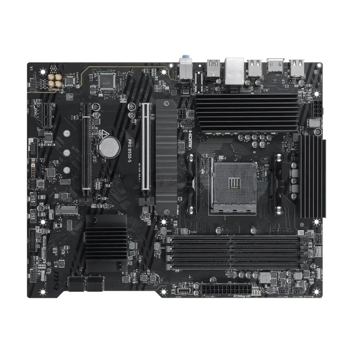Материнская плата MSI PRO B550-S, AM4, AMD B550, 4xDDR4, 4xSATA, 2xM.2 PCIe 4.0/3.0, 2xPCIe x16, 1xPCIe x1, 1xHDMI, 1x 1Gb LAN, 4xUSB 2.0, 2xUSB 3.2 Gen1, 1xUSB 3.2 Gen2 Type-A, 1xUSB 3.2