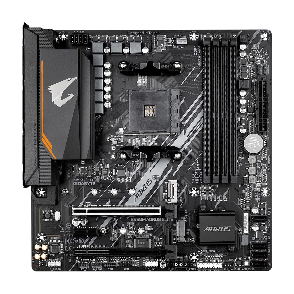 Материнская плата Gigabyte B550M X AORUS ELITE WIFI7, AM4, AMD B550, 4xDDR4, 4xSATA, 2xM.2, 1xPCIe 4.0 x16, 1xPCIe 3.0 x4, 1xHDMI, 1xDisplayPort, 1x 2.5Gb LAN, 4xUSB 3.2 Gen 1, 1xUSB Type-C, 2xUSB 2.0, 3x3.5 мм, 7.1, microATX