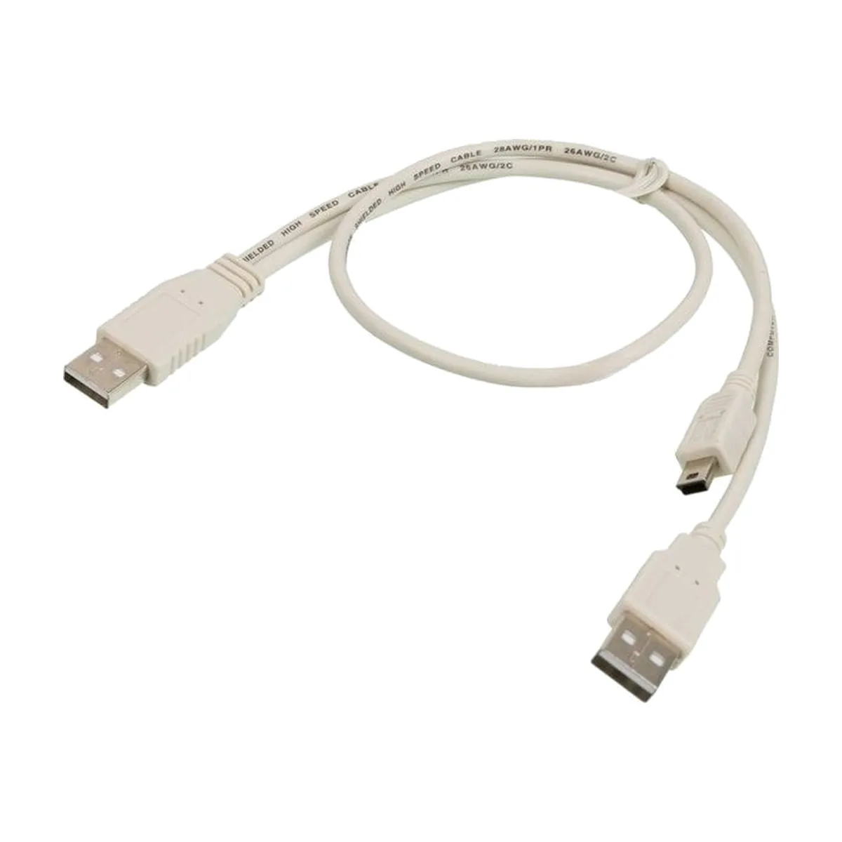Кабель USB2.0 Ningbo mini (5pin)-A 0,5m +доп.питание A(0.3m)