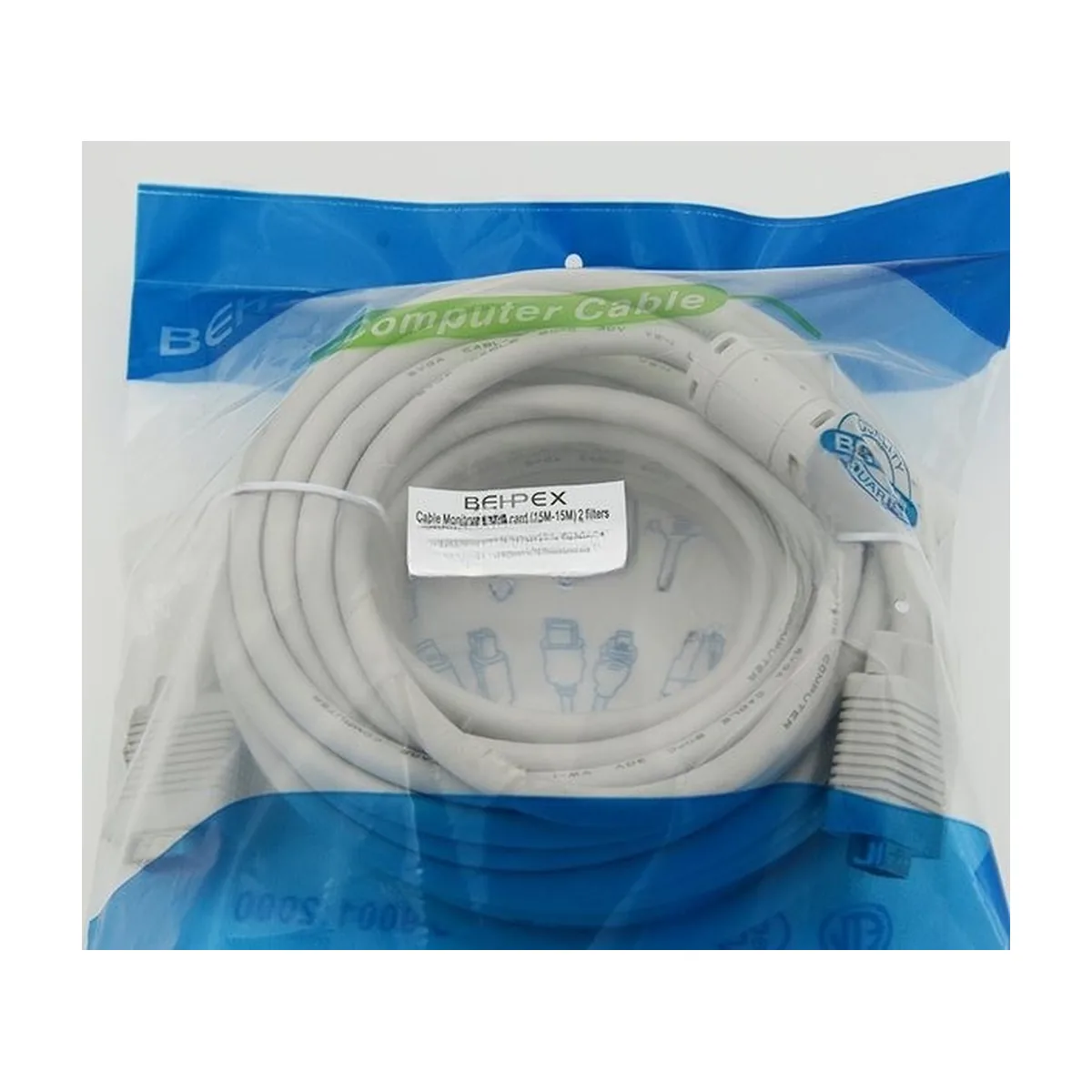 Кабель VGA DB15 (m)/DB15 (m) 15м феррит.кольца