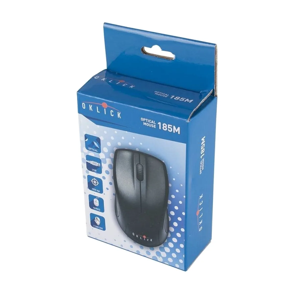 Мышь проводная Oklick 185M черный, 1200 dpi, USB, кнопки - 3
