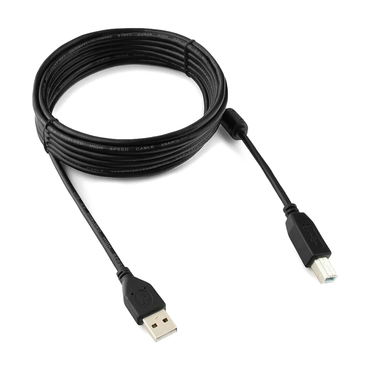 Кабель Gembird/Cablexpert USB 2.0 Pro, AM/BM, 4.5м, экран,2феррит.кольца, черный, пакет
