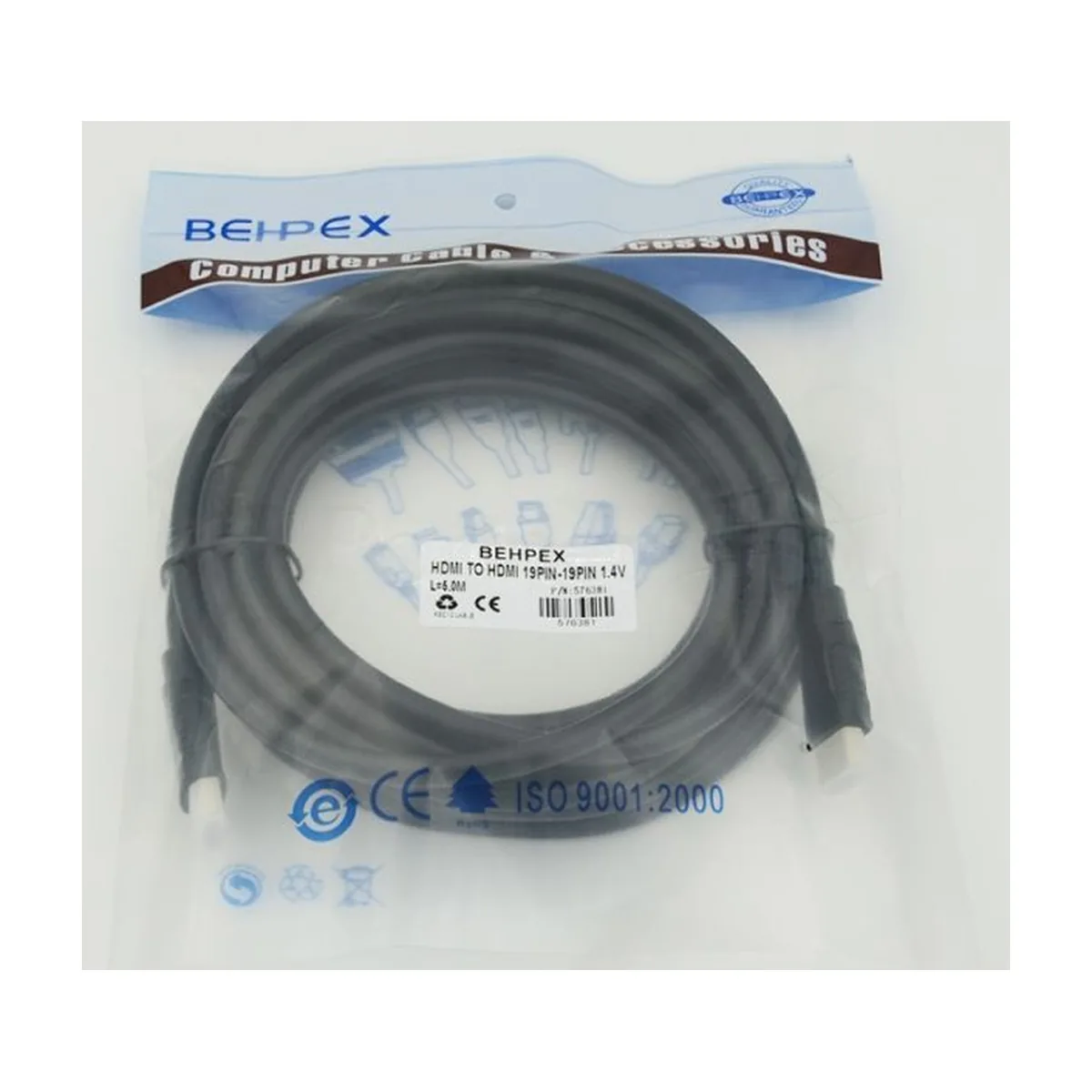 Кабель аудио-видео Behpex HDMI (m)/HDMI (m) 5м. черный ver1.4
