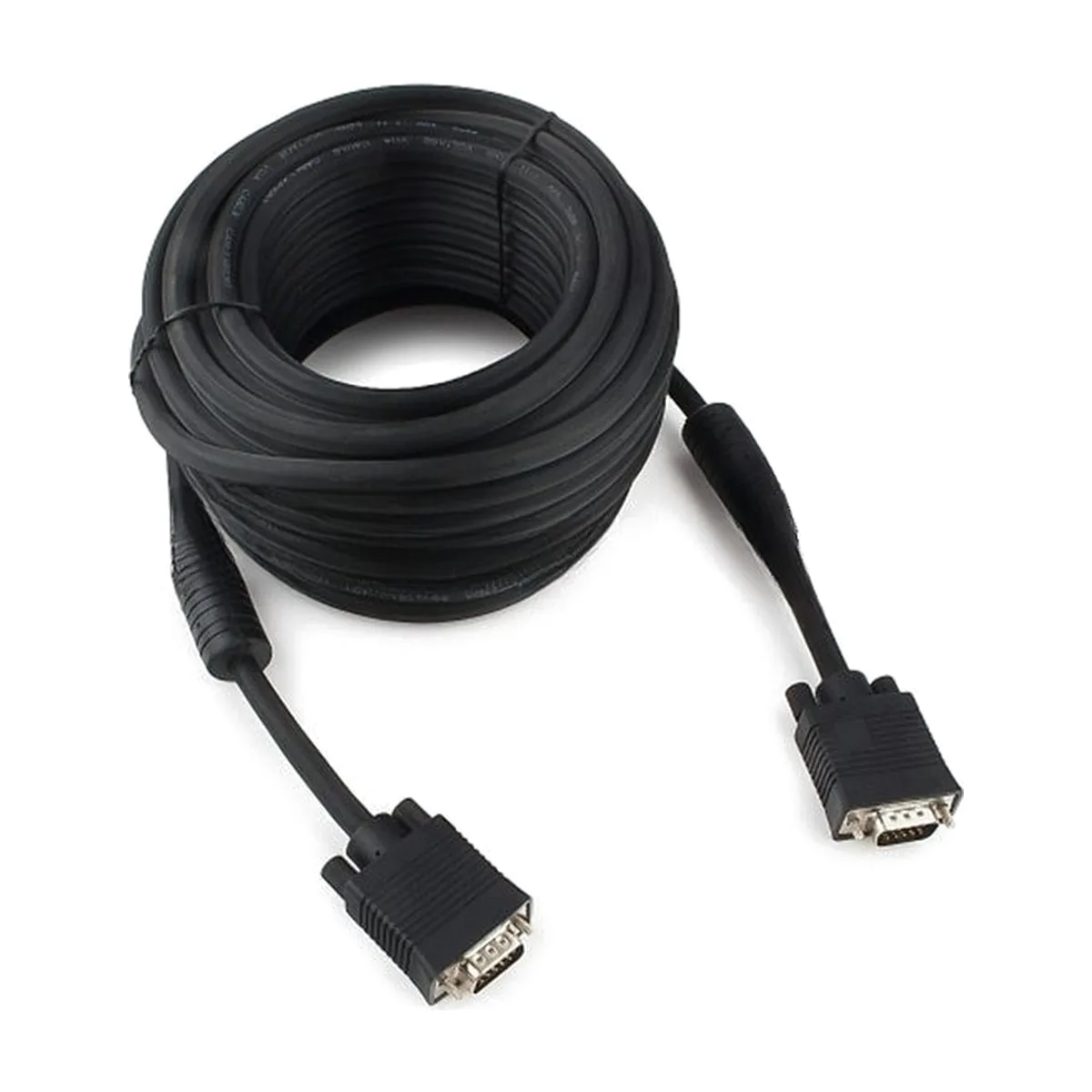 Кабель VGA Premium Cablexpert CC-PPVGA-15M-B, 15M/15M, 15м, черный, тройной экран, феррит.кольца, пакет