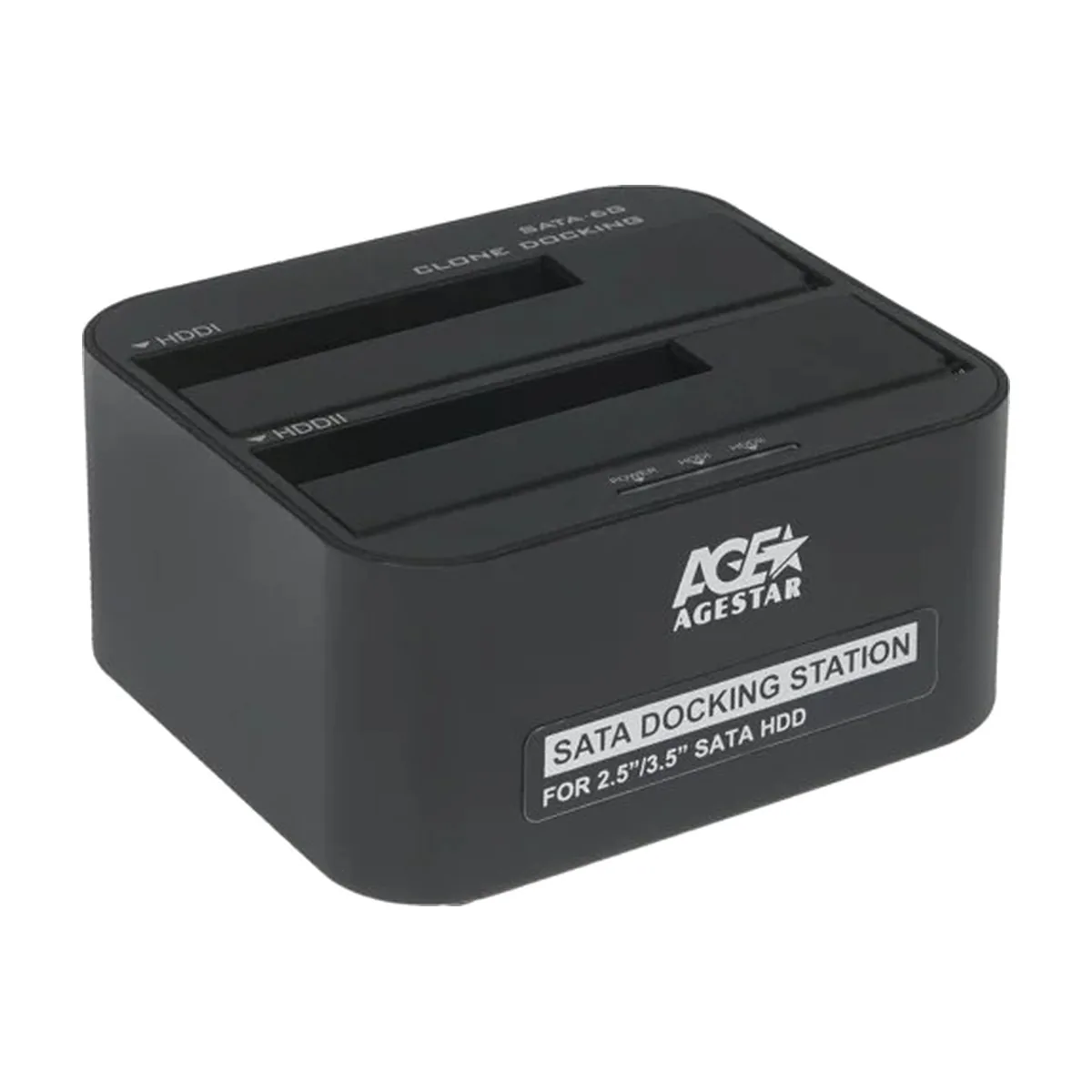 Докстанция 2x2.5"/3.5" SATA HDD/SSD AgeStar 3UBT6-6G, USB 3.0, пластик, черный, UASP, Clone, USB 3.0