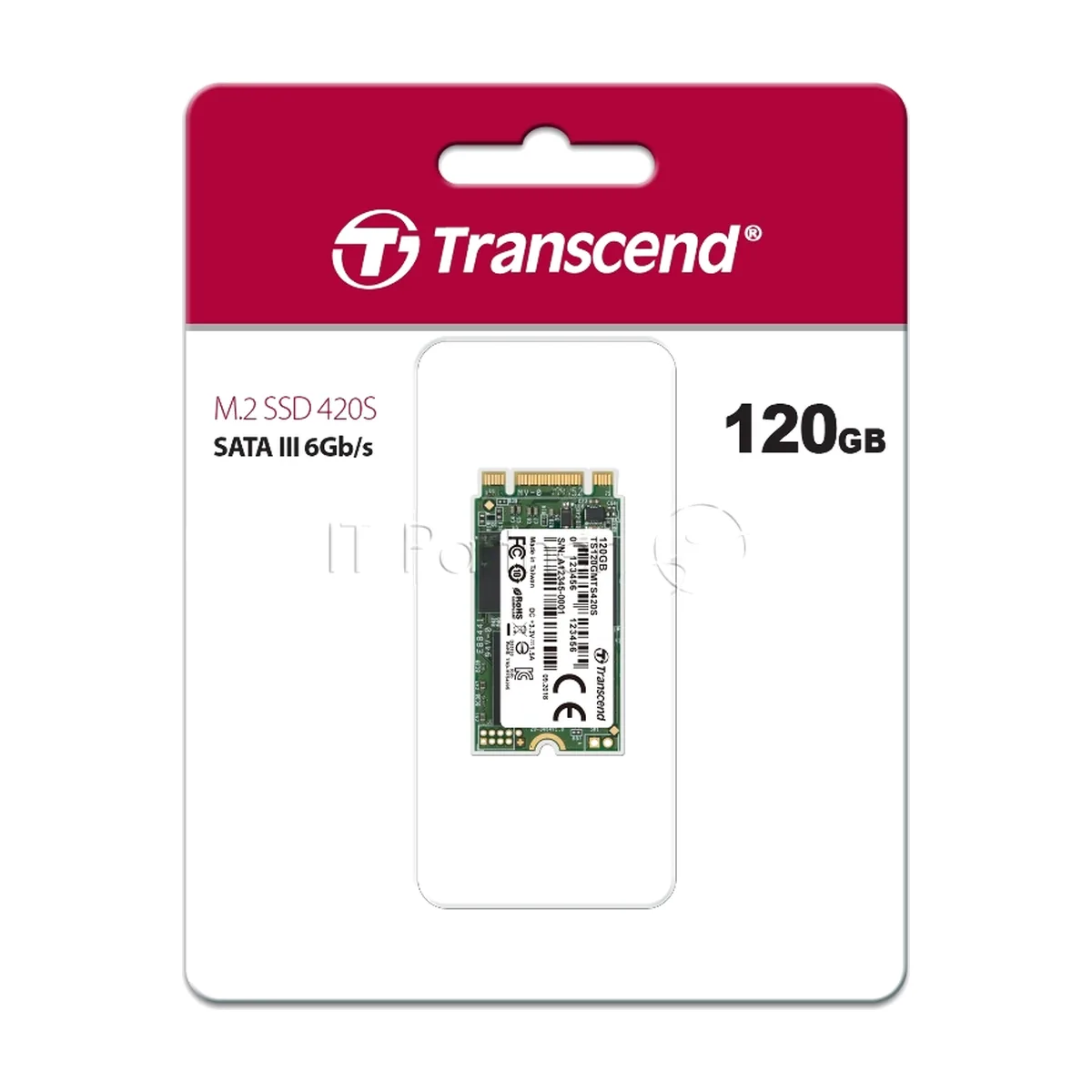 Накопитель SSD M.2 Transcend 120Gb MTS420 (SATA3, up to 560/340MBs, 85000 IOPs, 3D TLC, 22х42мм) TS120GMTS420S