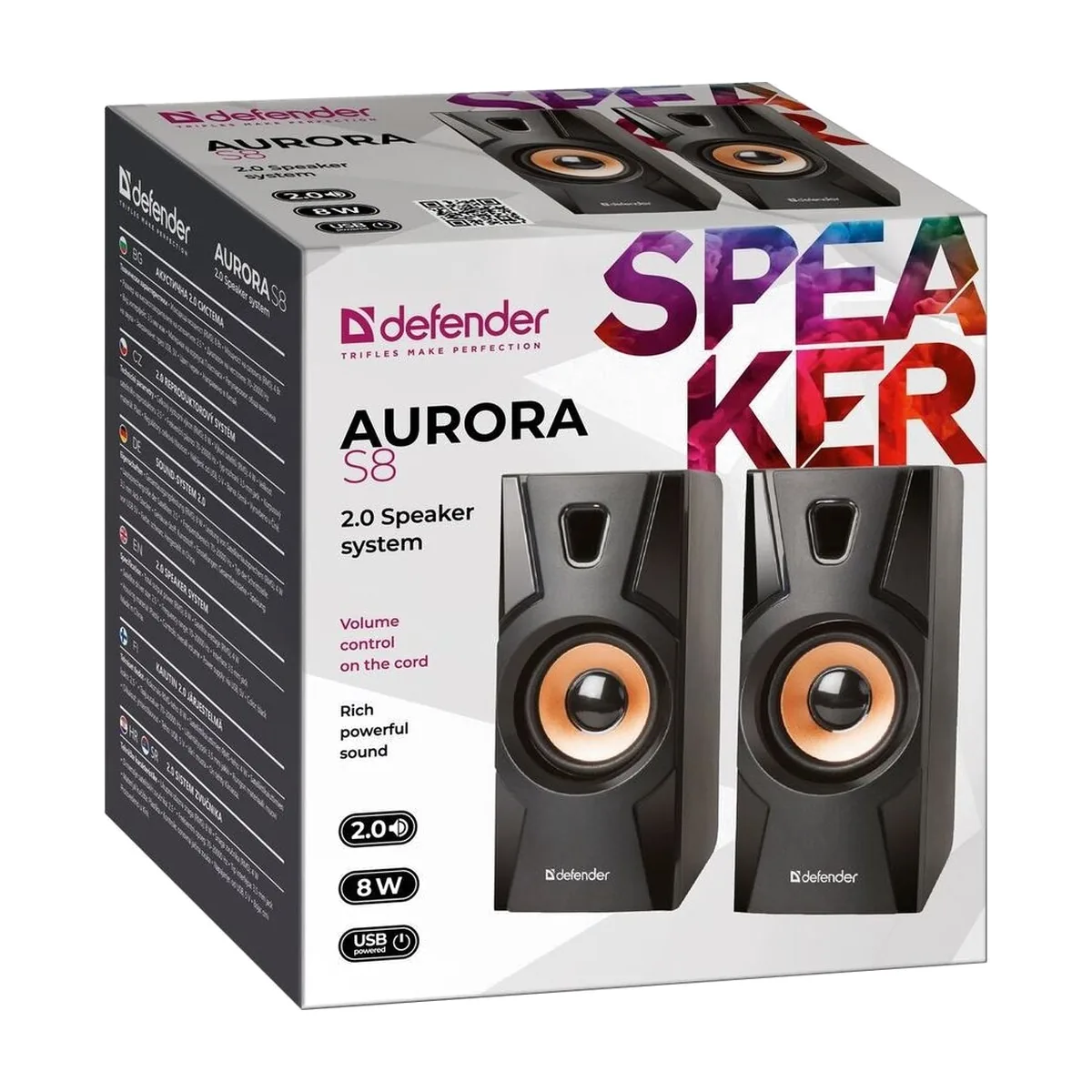Акустическая система 2.0 Defender Aurora S8 черный, 8 Вт, питание от USB