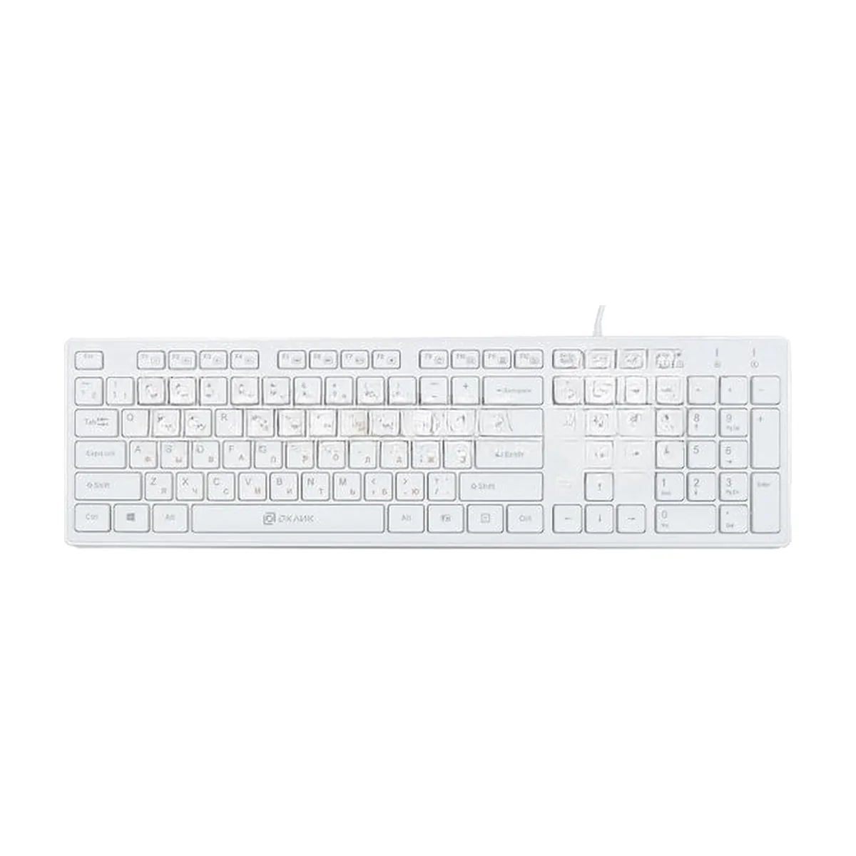 Клавиатура проводная Oklick 500M, USB, белый