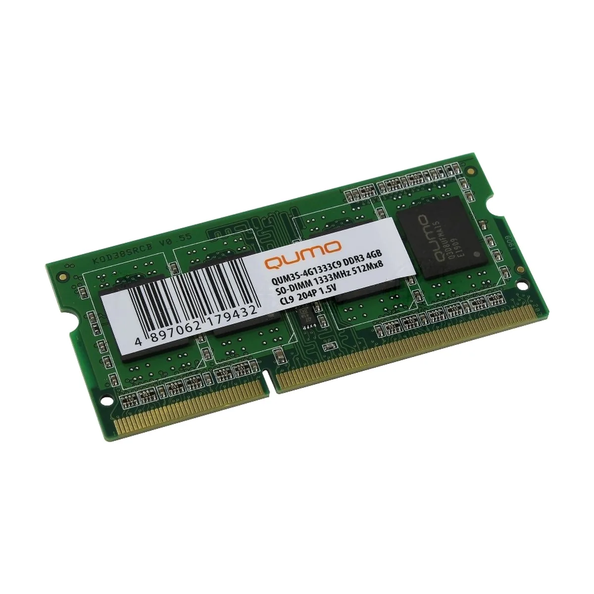 Оперативная память Qumo, DDR3, 4GB (1x4GB), 1333 MHz, CL9, без радиатора, SO-DIMM