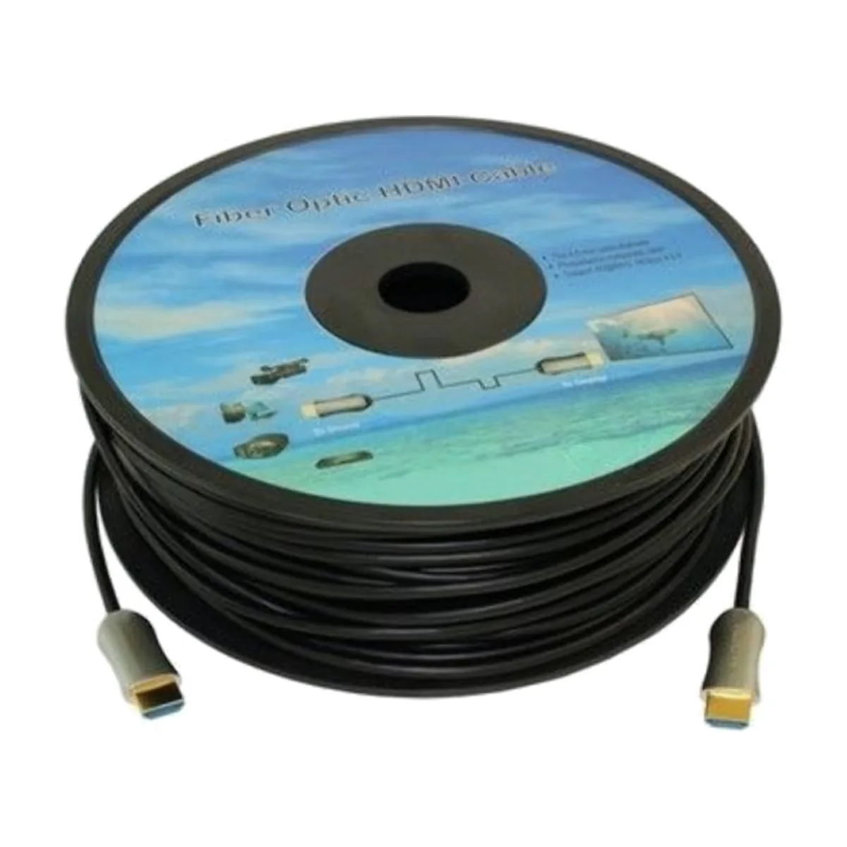 Кабель аудио-видео Fiber Optic HDMI (m)/HDMI (m) 25м. позолоченные контакты черный