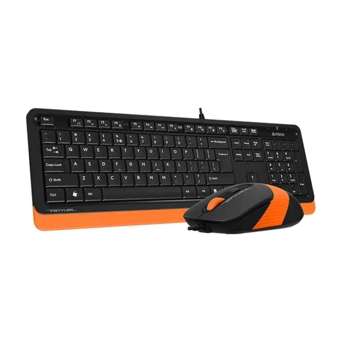 Комплект клавиатура+мышь A4Tech FStyler F1010 проводной, USB, 1600 DPI, чёрный/оранжевый