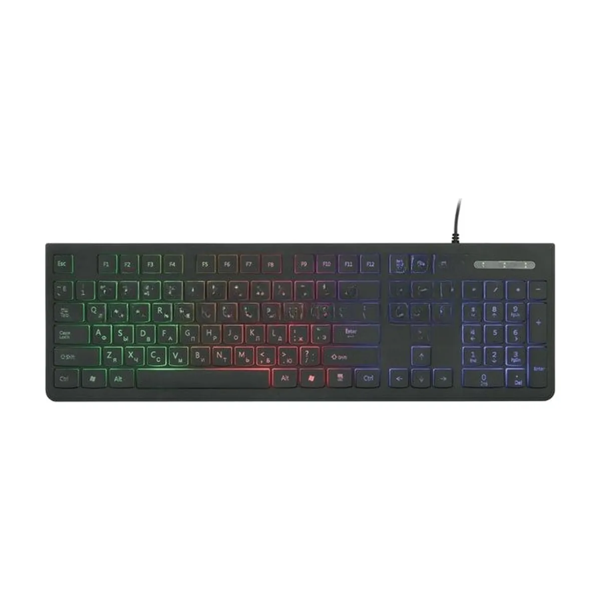 Клавиатура проводная с подсветкой Gembird KB-250L, USB, черный, 104 клавиши, подсветка Rainbow, шоколадный тип клавиш, кабель 1.5м